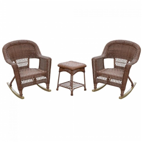 Propation Santa Maria Espresso Rocker Wicker Chair Set with Cushions; Blue - 3 Piece PR905956 - main